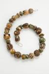 Autumn foliage themed hand-formed beads, strung on silk, hand-formed sterling clasp with matching earrings